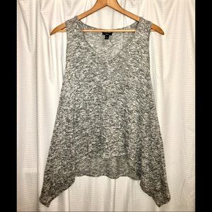 Mossimo V Neck Heather Grey Long Sides Tank Top